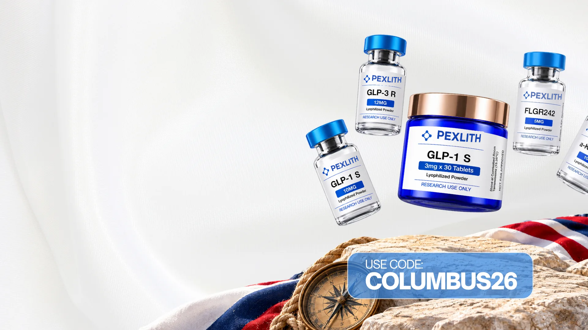 Pexlith Columbus Day promotion featuring research products
